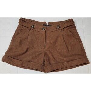 WOMENS SANCTUARY SHORTS Wool Blend Cuffed Pleated Sz 27 Brown Steam Punk
